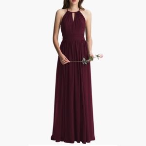 NWOT Levkoff Keyhole Neck Chiffon A-Line Gown - Wine